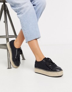 Черные кроссовки-эспадрильи на шнуровке ASOS DESIGN-Черный