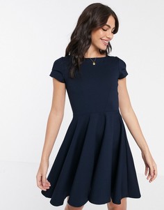 Темно-синее короткое приталенное платье Closet-Темно-синий