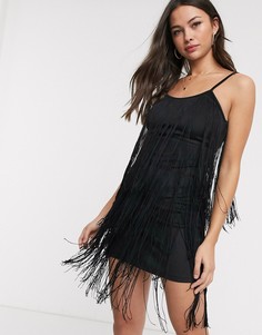 Платье мини с бахромой Glamorous-Черный