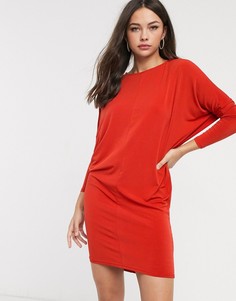Платье мини рыжего цвета с длинными рукавами Glamorous-Красный