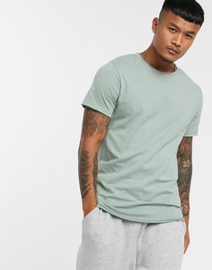 Зеленая футболка с закругленным краем Jack & Jones Originals-Зеленый