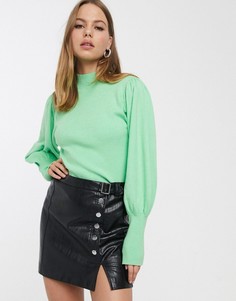 Зеленый джемпер тонкой вязки с объемными рукавами Vero Moda