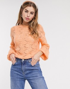 Пушистый ажурный джемпер ASOS DESIGN-Розовый