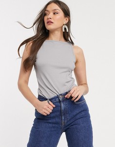 Серая майка в рубчик ASOS DESIGN-Серый