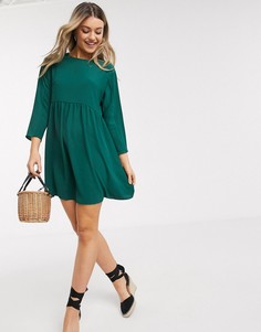 Свободное зеленое платье мини с длинными рукавами ASOS DESIGN-Зеленый