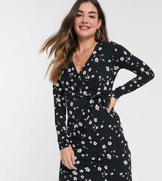 Черное платье для кормления с запахом и цветочным принтом Mamalicious Maternity-Мульти Mama.Licious