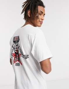 Белая футболка с принтом на спине Obey-Белый
