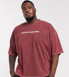 Oversized-футболка с принтом на груди и эффектом кислотной стирки ASOS DESIGN-Красный