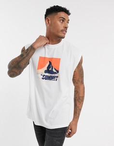 Oversized-футболка без рукавов с принтом гор ASOS DESIGN-Белый