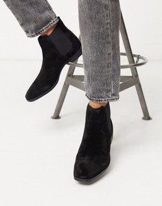 Черные замшевые ботинки челси Burton Menswear-Черный