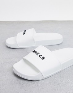 Белые шлепанцы с логотипом Nicce-Белый