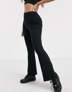 Расклешенные леггинсы в рубчик ASOS DESIGN-Черный