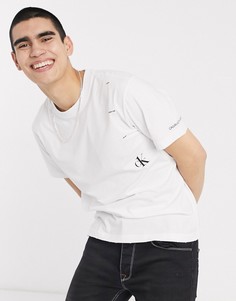 Белая футболка с цветочным принтом Calvin Klein Jeans CK1-Белый