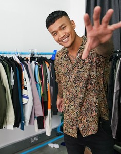 Черная рубашка с короткими рукавами и принтом пейсли Bershka Join Life-Черный