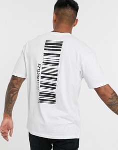 Белая свободная футболка с принтом штрихкода на спине Jack & Jones Core-Белый