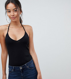 Боди черного цвета на тонких бретельках с T-образной спиной ASOS DESIGN Tall-Черный