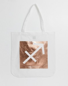 Хлопковая сумка-шоппер с принтом ASOS DESIGN-Белый
