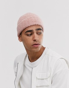 Пушистая розовая шапка-бини ASOS DESIGN-Розовый