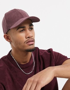 Бордовая бейсболка из мягкого материала ASOS DESIGN-Красный
