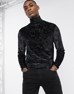 Черная фестивальная водолазка с сетчатой отделкой ASOS DESIGN-Черный
