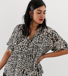 Рубашка для боулинга с леопардовым принтом ASOS DESIGN Curve-Мульти