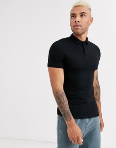 Черное трикотажное обтягивающее поло из органического материала ASOS DESIGN-Черный