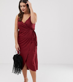 Платье макси с запахом ASOS DESIGN Curve-Красный