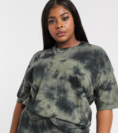 Oversize-футболка с принтом тай-дай ASOS DESIGN Curve-Зеленый