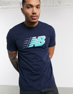 Темно-синяя футболка New Balance-Темно-синий