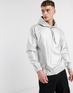 Oversize-худи с эффектом металлик ASOS DESIGN-Серебряный