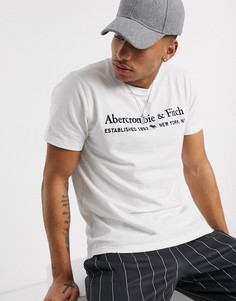 Белая футболка с круглым вырезом Abercrombie & Fitch-Белый