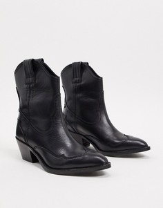 Черные кожаные ботинки в ковбойском стиле AllSaints-Черный