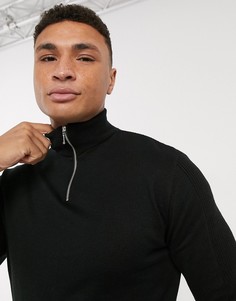 Черный джемпер с короткой молнией River Island
