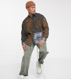 Рубашка из вискозы со вставками и звериным принтом Reclaimed vintage-Мульти