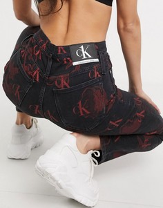 Джинсы в винтажном стиле с принтом роз Calvin Klein Jeans CK1-Черный