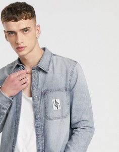 Синяя джинсовая рубашка в стиле милитари Calvin Klein Jeans-Синий