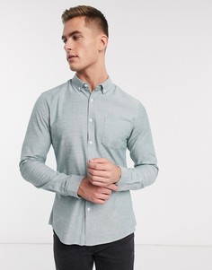Зеленая узкая повседневная оксфордская рубашка ASOS DESIGN-Зеленый