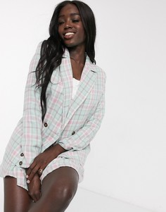 Oversized-пиджак в клетку от комплекта Daisy Street-Зеленый