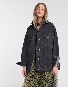 Черная джинсовая oversized-куртка Topshop-Черный