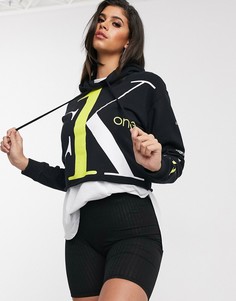Черный короткий худи бойфренда с логотипом Calvin Klein Jeans CK1