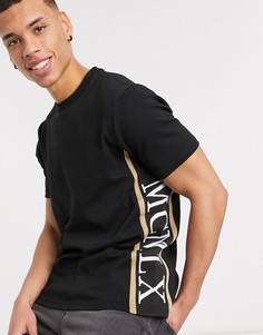 Черная футболка с принтом "MCLX" на вставке River Island-Белый