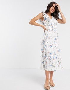 Белое ярусное платье с принтом River Island-Белый