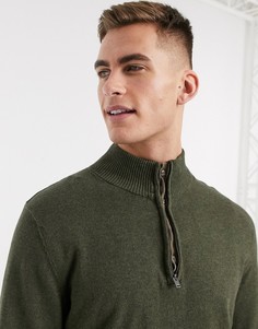 Джемпер цвета хаки с воротом на молнии Selected Homme-Зеленый