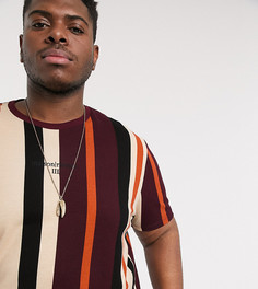 Бордовая фактурная футболка в полоску River Island Big & Tall-Красный