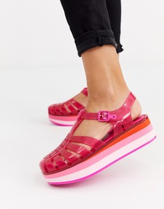 Розовые резиновые сандалии на плоской платформе Melissa-Розовый