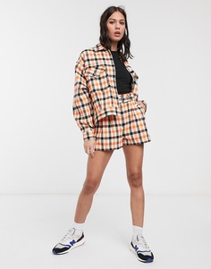 Оранжевые шорты в клетку с ремнем ASOS DESIGN-Мульти