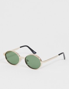 Круглые солнцезащитные очки с золотистой металлической оправой и затемненными стеклами ASOS DESIGN-Золотой