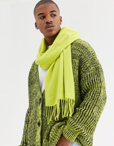 Неоново-желтый шарф с отделкой кисточками ASOS DESIGN
