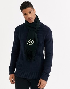 Черный шарф с вышитым инициалом "D" ASOS DESIGN
