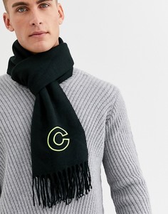 Черный шарф с вышивкой инициала "С" ASOS DESIGN